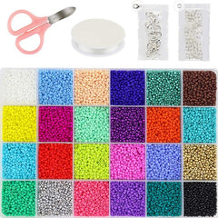 24000 Pcs Glass Seed Beads 2MM Small Beads for Jewelry Makin