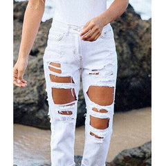Women Ripped Jeans femme Plus Size Casual Denim Pants - Fashionner