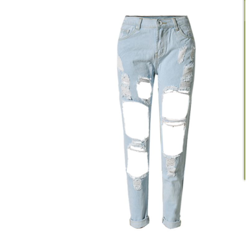 Women Ripped Jeans femme Plus Size Casual Denim Pants - Fashionner
