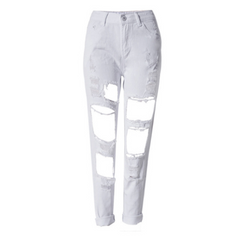 Women Ripped Jeans femme Plus Size Casual Denim Pants - Fashionner