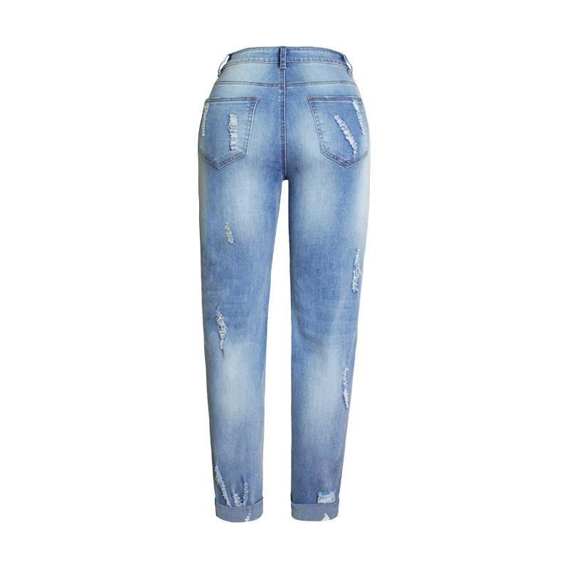 Summer Long Jeans Loose Women Hole Pants Plus Size - Fashionner