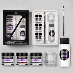 Nail Powder Acrylic System Kit Professional Nail Art Tool Set Contain Glass Cup Acrylic Liquid Extention Carving Manicure - Fashionner