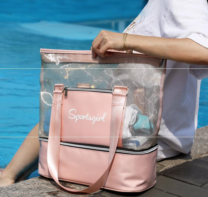 Women Swimming Bag Mesh Handbags Wet Dry Backpack - Fashionner