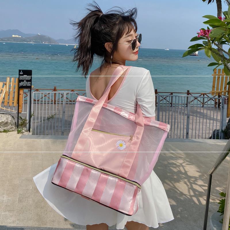 Women Swimming Bag Mesh Handbags Wet Dry Backpack - Fashionner