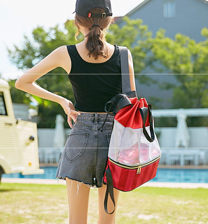 Women Swimming Bag Mesh Handbags Wet Dry Backpack - Fashionner