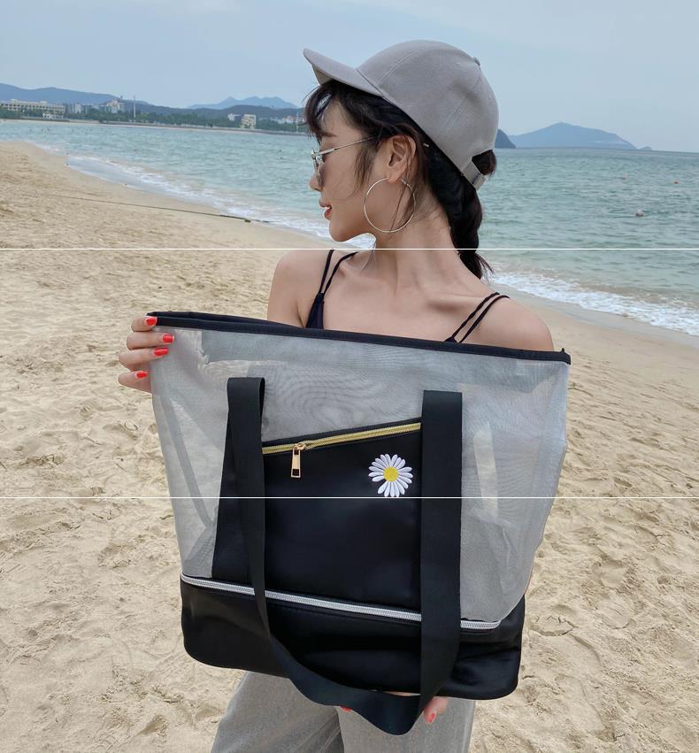 Women Swimming Bag Mesh Handbags Wet Dry Backpack - Fashionner