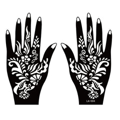 2 Sheets Hand Tattoo Decal Henna Stencil Temporary - Fashionner