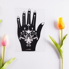 2 Sheets Hand Tattoo Decal Henna Stencil Temporary - Fashionner