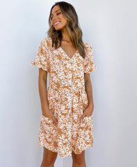 Summer Women Mini Dresses Spring Short Sleeve Dot Printed