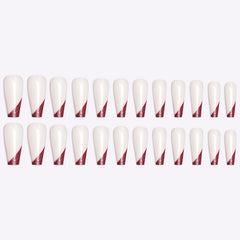 Wearing Nails, Rose Gold And Beveled Edge French Manicure, Long Ballet Nails, Fake Nails, Finished Products, Boxed - Fashionner