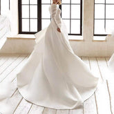 Ladies Style White Dress Satin Surface Was Thin And High French Temperament Dress Long Skirt - Fashionner