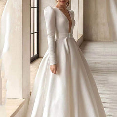 Ladies Style White Dress Satin Surface Was Thin And High French Temperament Dress Long Skirt - Fashionner