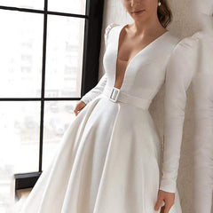 Ladies Style White Dress Satin Surface Was Thin And High French Temperament Dress Long Skirt - Fashionner