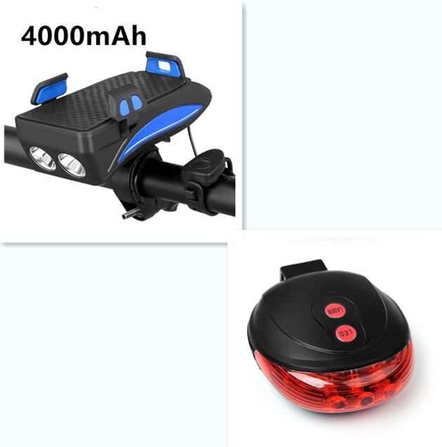 Motorcycle Bicycle Phone Holder Support Charging For Cell Phone With Bike Bell Power Bank Bicycle Front Lamp Flashlight - Fashionner