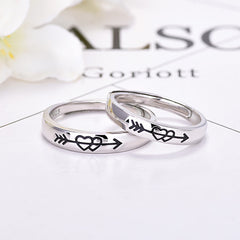 S925 Silver Couple Rings Simple Personality A Heart-to-heart Men And Women