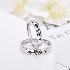 S925 Silver Couple Rings Simple Personality A Heart-to-heart Men And Women