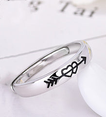 S925 Silver Couple Rings Simple Personality A Heart-to-heart Men And Women