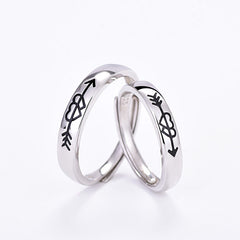 S925 Silver Couple Rings Simple Personality A Heart-to-heart Men And Women