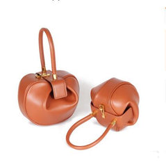Leather handbags Europe and the United States fashion retro French niche design portable dumplings wonton handbags - Fashionner