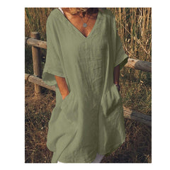 Oversized V-neck midi dress