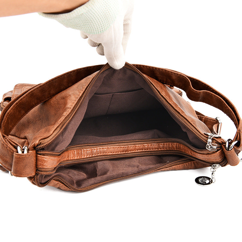Women's Large Capacity Soft Leather Textured Shoulder Bag - Fashionner