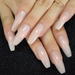 Nude Extra Long Fake Nails - Fashionner