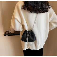 Women's Crossbody Rhinestone Bucket Bag - Fashionner