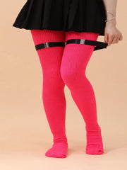 Knee Length Anti Slip Long Tube With Thick Wool Knitted Garter Buckle - Fashionner