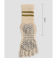 Autumn And Winter Striped Long Tube Yoga Socks Women's Non-slip Mid Tube - Fashionner