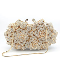 Hollow Rose Diamond Dinner Bag - Fashionner