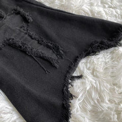 Star Embroidery Tie-neck Denim Retro Slightly Flared Women's Pile Tube Socks Leg Warmer - Fashionner