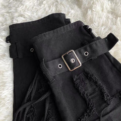 Star Embroidery Tie-neck Denim Retro Slightly Flared Women's Pile Tube Socks Leg Warmer - Fashionner