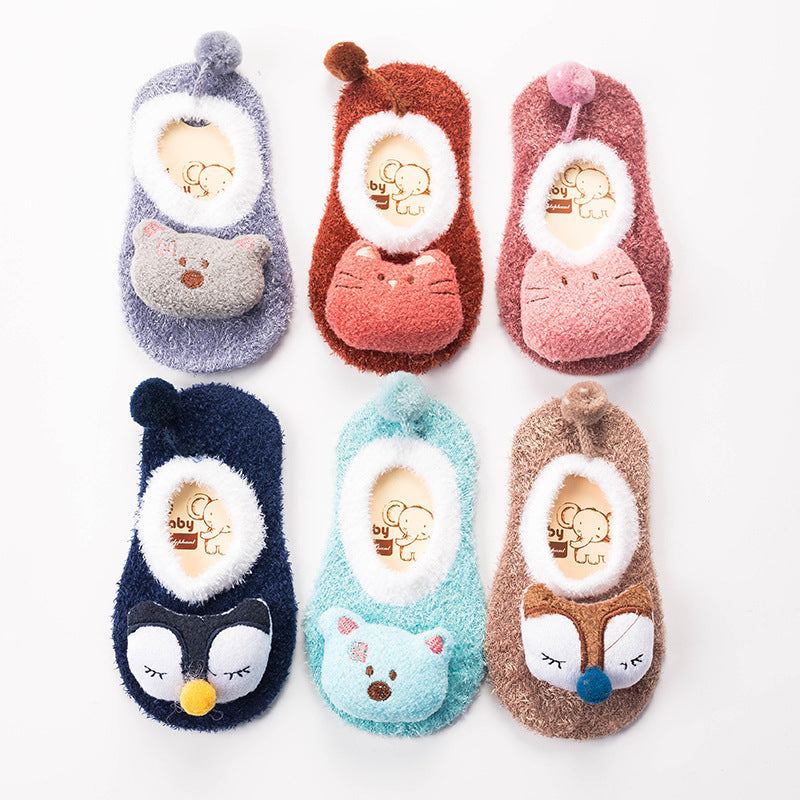 Feather Yarn Baby Cartoon Doll Non-slip Socks - Fashionner