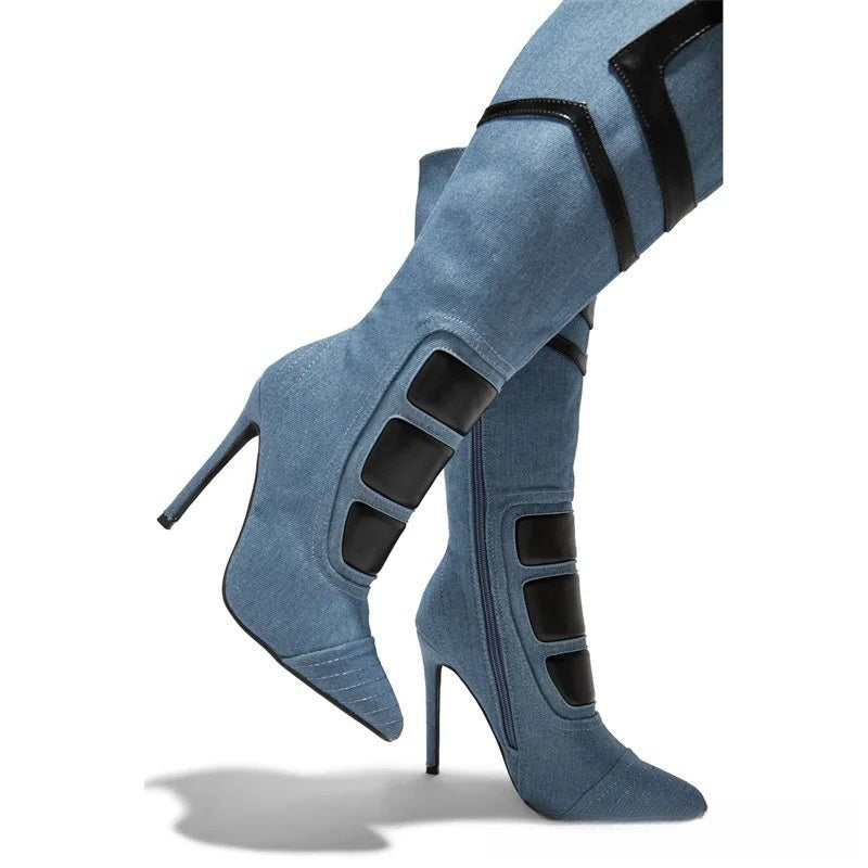 Black And White Color Simple Fashion Boots Women's Shoes Long Tube - Fashionner