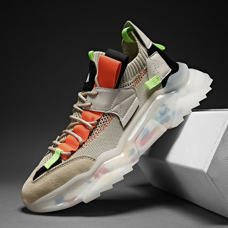 Sneakers Men's Large New Casual Breathable Thick Soled Trend Daddy Shoes Light Flying Woven Running Shoes - Fashionner