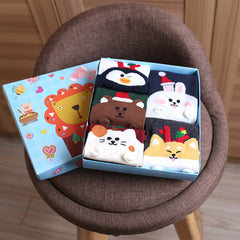 Cute Cartoon Three-dimensional Pure Cotton Mid Tube Christmas Couple Socks - Fashionner