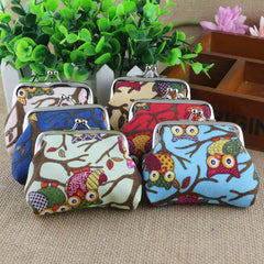 Korean lovely small zero purse lady canvas owl cartoon children coin bag Yiwu small purse wholesale