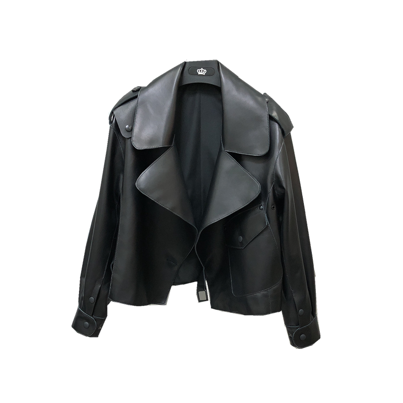 Women's Short Loose Small Leather Jacket - Fashionner