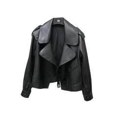 Women's Short Loose Small Leather Jacket - Fashionner