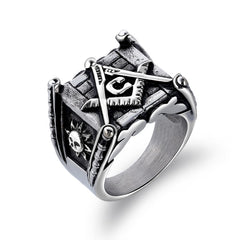 Masonic rings for men gold sun moon making Punk handmade high polished silver jewelry for man