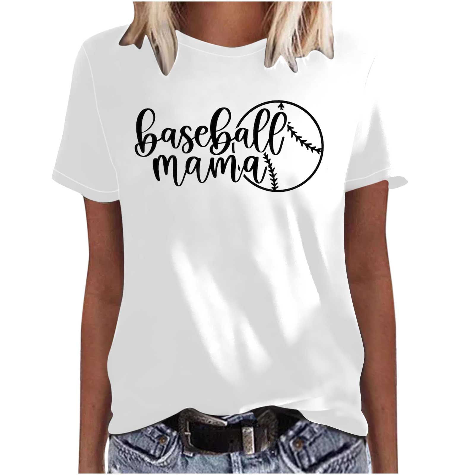 Mother's Day Baseball Women's Various Styles Loose-fitting Pullover Round-neck Short-sleeved T-shirt - Fashionner