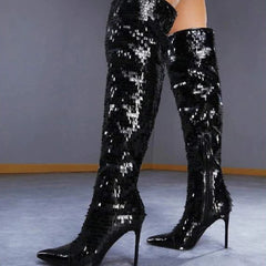 Fashionable Sequins Over-the-knee Boots Women - Fashionner