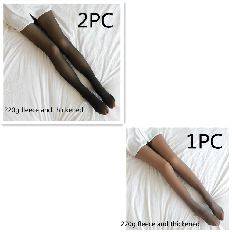 Fake Translucent Plus Size Leggings Fleece Lined Tights Fall And Winter Warm Fleece Pantyhose Women Fleece Lined Pantyhose Thermal Winter Tights - Fashionner