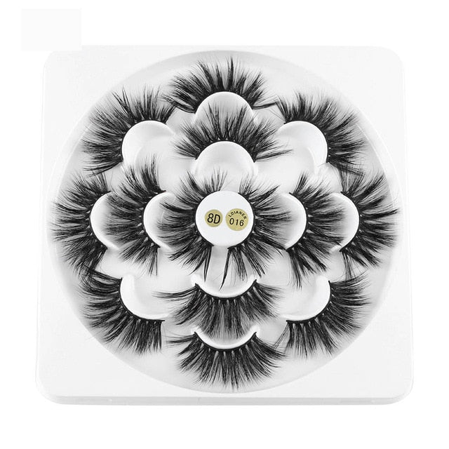 7 Pairs 3D Mink Hair False Eyelashes 25mm Lashes Thick Long Wispy Fluffy Handmade False Eyelashes - Fashionner