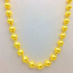 Men's Gold Round Plated Solid Glossy Buddha Beads Necklace