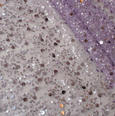 Sequined Pearl Embroidery Lace Asymmetric Single Sleeve Dress - Fashionner