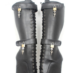 Stretch Slim Lace Up Thigh High Boots - Fashionner