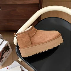 Sheepskin Fur Integrated Platform Snow Boots - Fashionner