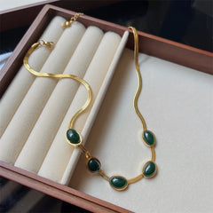 Fashion Jewelry Green Stone Crytal Snake Chain Multilayer Necklace For Women Pendant Boho Fashion Jewelry Gift - Fashionner