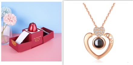 Hot Valentine's Day Gifts Metal Rose Jewelry Gift Box Necklace For Wedding Girlfriend Necklace Gifts - Fashionner